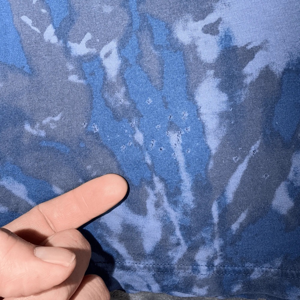 Adidas Mens Long Sleeve T-Shirt M Blue Tie Dye 3 Stripe Butterfly Graphic - Picture 9 of 9